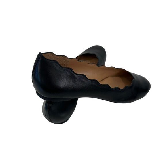 Copper Key Women Black Smooth Lovely Leather Scalloped Ballet Flats Size 8 - Picture 6 of 16